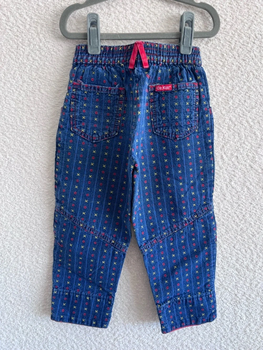 Osh Kosh B’Gosh Vintage Retro Toddler Blue Denim X O Embroidered‎ Jeans Size 3T